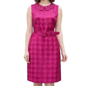 Alex Marie Women's Pink Sleeveless Beaded Collar Belted Mini Dress Pink Size 6